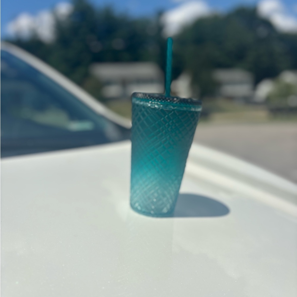 Starbucks Textured Aqua Tumbler with Straw 16 oz.
